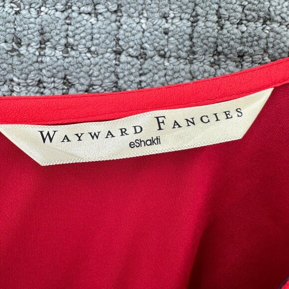 Wayward Fancies eShakti Blouse Womens S Red Floral V-Neck Bell Sleeve Lined - Picture 11 of 14